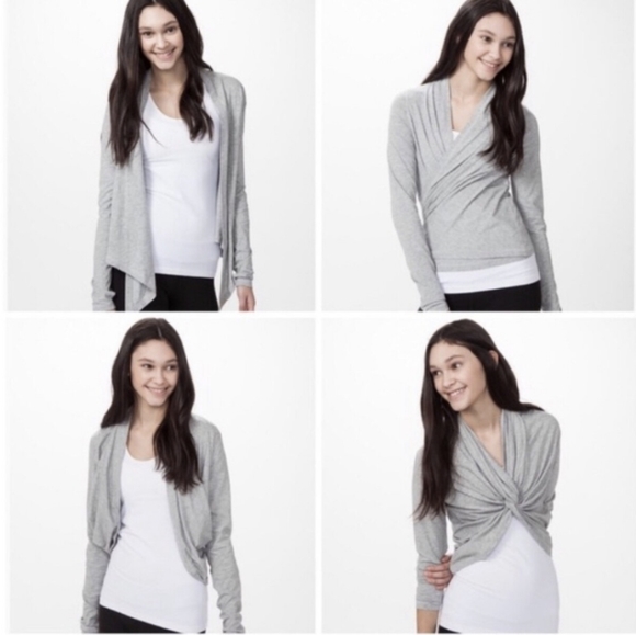 Ivivva by Lululemon Four's A Charm Wrap Cardigan Shirt Size 8 Grey - Picture 3 of 16